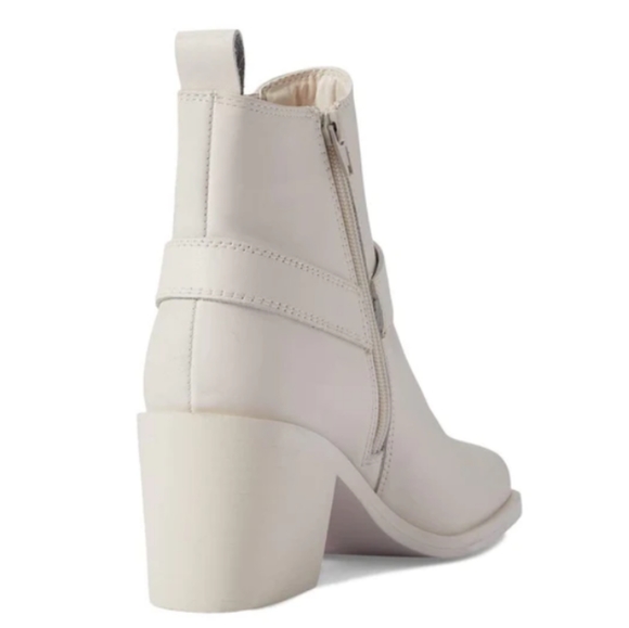 NWT Steve Madden 'Wells' Genuine Leather Square Toe Harness Boots in Bone - Picture 4 of 14